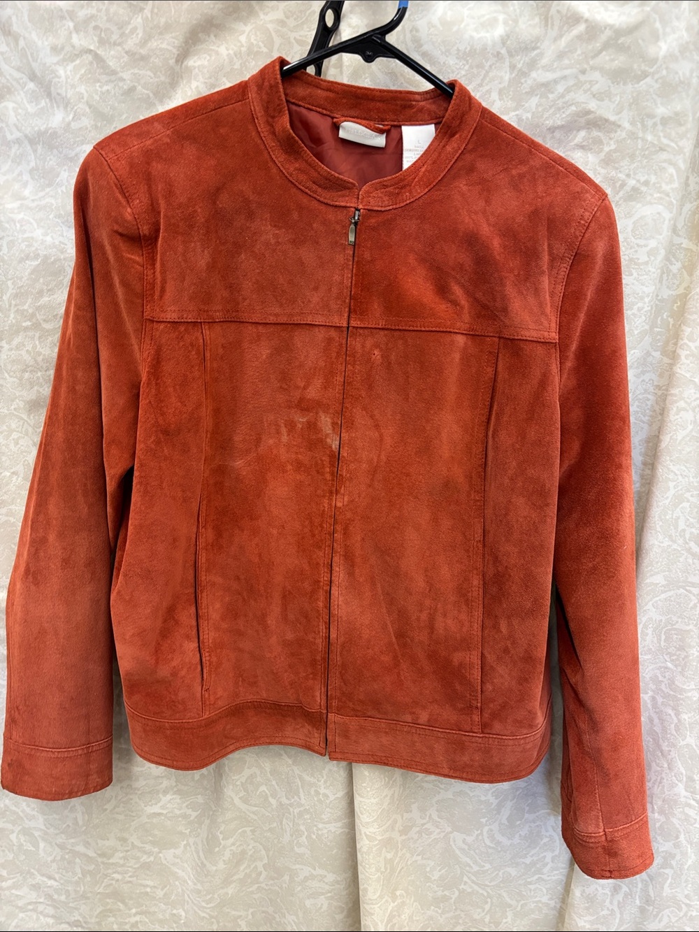 Woman's Rust Suede Zip-Front Leather Jacket